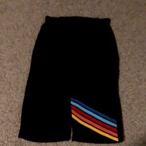 Black sweatpants with a rainbow stripe on knee size m(7/9). Good condition.